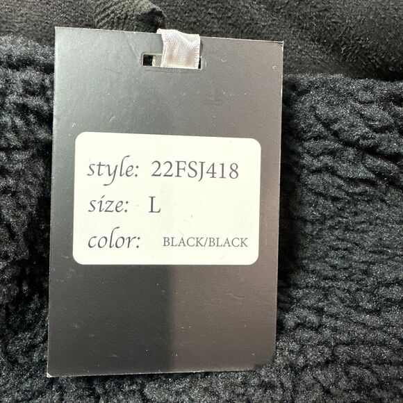 Faux Suede Jacket Womens Large Black Fleece Arms and Lining‎ Snap Up Cropped New - Picture 6 of 13